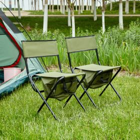 2-piece Folding Outdoor Chair with Storage Bag, Portable Chair for indoor, Outdoor Camping, Picnics and Fishing, Green