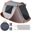 3-4 Person Pop Up Tent Automatic Setup Camping Tent Waterproof with 4 Tent Poles 2 Mosquito Net Windows Carrying Bag for Camping on Fishing Trips