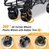 Foldable Beach Wagon Cart with Big Wheels for Sand All Terrain Collapsible Heavy Duty Wagon Utility Carts with Cargo Net/Straps/Fishing Holder for Out