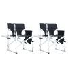 2-piece Padded Folding Outdoor Chair with Side Table and Storage Pockets, Lightweight Oversized Directors Chair for indoor, Outdoor Camping