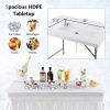 4 Feet Folding Ice Bin Table with Skirt for Camping Picnic Wedding