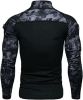 Men's Casual Camouflage T-Shirts Splicing Craft Slim Fit Shirts Zipper Neckline Long Sleeve T-Shirts